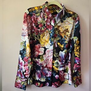Express Slim Portofino Floral Button Down Shirt large